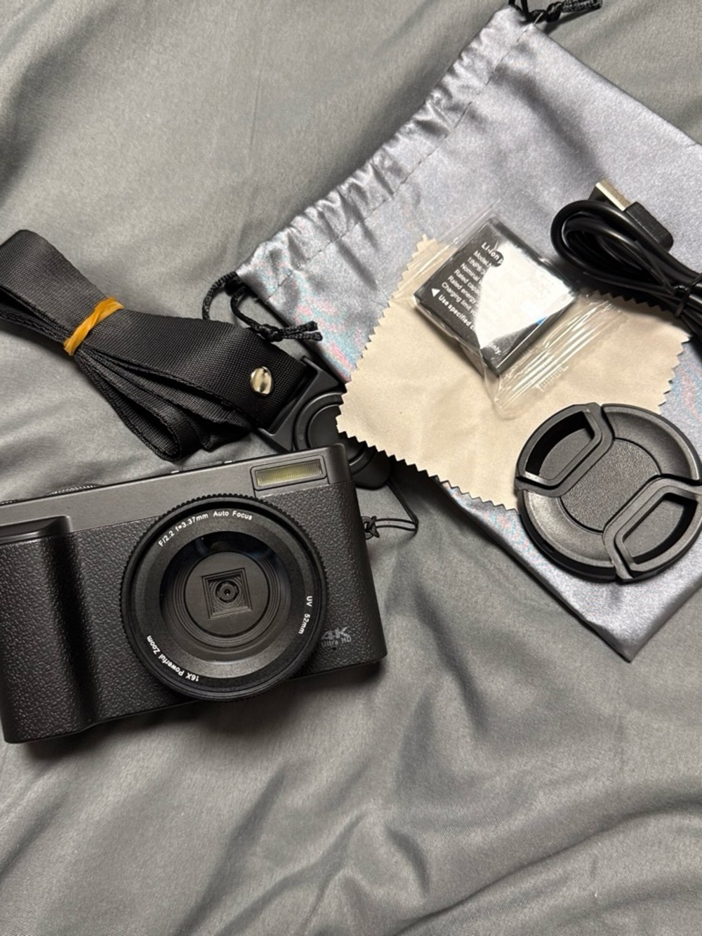 Compact Digital Camera in Black with Accessories